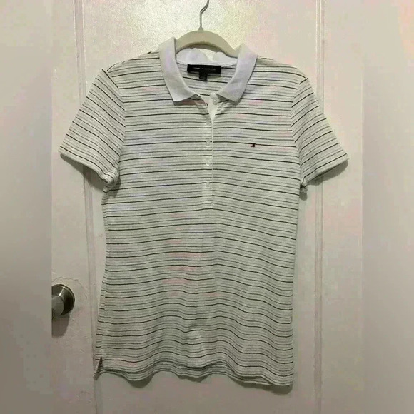 Tommy Hilfiger striped polo shirt women’s size medium - Picture 1 of 4